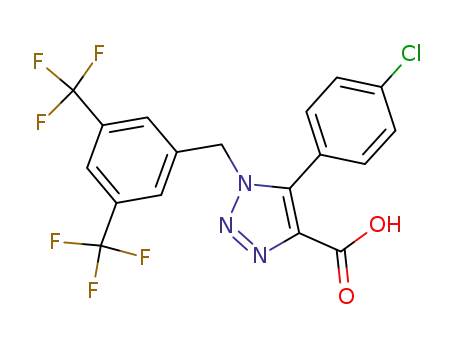 Molecular Structure of 823188-74-5 (1H-1,2,3-Triazole-4-carboxylic acid,
1-[[3,5-bis(trifluoromethyl)phenyl]methyl]-5-(4-chlorophenyl)-)