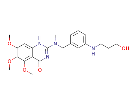 Molecular Structure of 828243-10-3 (4(1H)-Quinazolinone,
2-[[[3-[(3-hydroxypropyl)amino]phenyl]methyl]methylamino]-5,6,7-trimeth
oxy-)