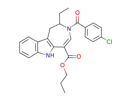 Molecular Structure of 629660-32-8 (Azepino[4,5-b]indole-5-carboxylic acid,
3-(4-chlorobenzoyl)-2-ethyl-1,2,3,6-tetrahydro-, propyl ester)