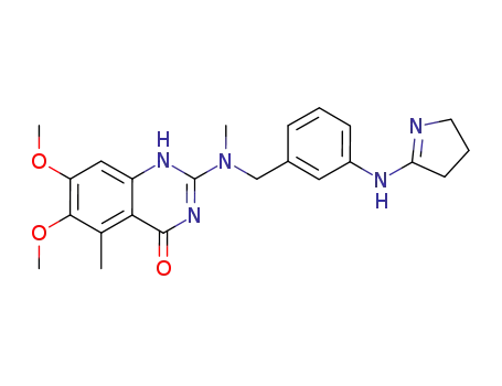Molecular Structure of 828243-24-9 (4(1H)-Quinazolinone,
2-[[[3-[(3,4-dihydro-2H-pyrrol-5-yl)amino]phenyl]methyl]methylamino]-6,
7-dimethoxy-5-methyl-)