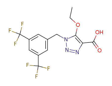 Molecular Structure of 823189-32-8 (1H-1,2,3-Triazole-4-carboxylic acid,
1-[[3,5-bis(trifluoromethyl)phenyl]methyl]-5-ethoxy-)