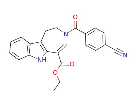 Molecular Structure of 629659-57-0 (Azepino[4,5-b]indole-5-carboxylic acid,
3-(4-cyanobenzoyl)-1,2,3,6-tetrahydro-, ethyl ester)