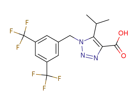 Molecular Structure of 823189-47-5 (1H-1,2,3-Triazole-4-carboxylic acid,
1-[[3,5-bis(trifluoromethyl)phenyl]methyl]-5-(1-methylethyl)-)