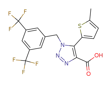 Molecular Structure of 823189-46-4 (1H-1,2,3-Triazole-4-carboxylic acid,
1-[[3,5-bis(trifluoromethyl)phenyl]methyl]-5-(5-methyl-2-thienyl)-)