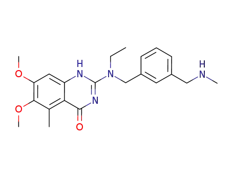 Molecular Structure of 828242-42-8 (4(1H)-Quinazolinone,
2-[ethyl[[3-[(methylamino)methyl]phenyl]methyl]amino]-6,7-dimethoxy-5-
methyl-)