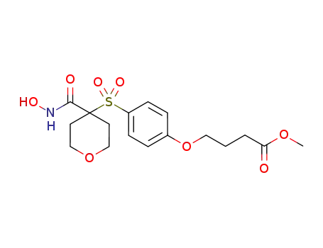 Molecular Structure of 476182-60-2 (Butanoic acid,
4-[4-[[tetrahydro-4-[(hydroxyamino)carbonyl]-2H-pyran-4-yl]sulfonyl]phen
oxy]-, methyl ester)