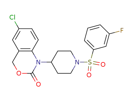 Molecular Structure of 844685-80-9 (Piperidine,
4-(6-chloro-2-oxo-2H-3,1-benzoxazin-1(4H)-yl)-1-[(3-fluorophenyl)sulfon
yl]-)