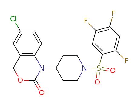 Molecular Structure of 844686-57-3 (Piperidine,
4-(6-chloro-2-oxo-2H-3,1-benzoxazin-1(4H)-yl)-1-[(2,4,5-trifluorophenyl)
sulfonyl]-)
