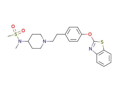 Molecular Structure of 841203-61-0 (Methanesulfonamide,
N-[1-[2-[4-(2-benzothiazolyloxy)phenyl]ethyl]-4-piperidinyl]-N-methyl-)