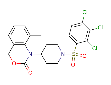 Molecular Structure of 844687-99-6 (Piperidine,
4-(8-methyl-2-oxo-2H-3,1-benzoxazin-1(4H)-yl)-1-[(2,3,4-trichlorophenyl
)sulfonyl]-)