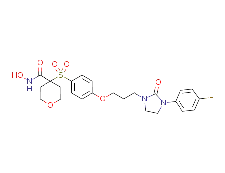 Molecular Structure of 476185-32-7 (2H-Pyran-4-carboxamide,
4-[[4-[3-[3-(4-fluorophenyl)-2-oxo-1-imidazolidinyl]propoxy]phenyl]sulfon
yl]tetrahydro-N-hydroxy-)