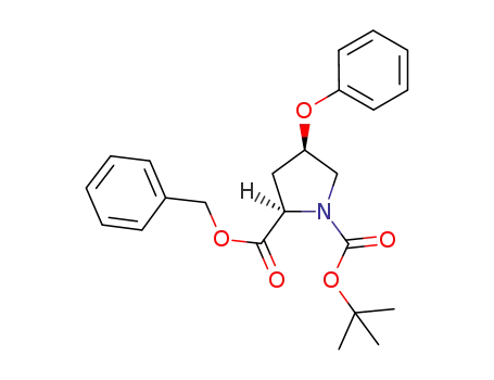 Molecular Structure of 845659-65-6 (1,2-Pyrrolidinedicarboxylic acid, 4-phenoxy-, 1-(1,1-dimethylethyl)
2-(phenylmethyl) ester, (2R,4R)-)