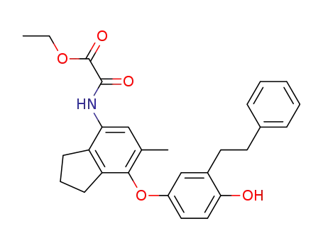 Molecular Structure of 575503-41-2 (Acetic acid,
[[2,3-dihydro-7-[4-hydroxy-3-(2-phenylethyl)phenoxy]-6-methyl-1H-inden
-4-yl]amino]oxo-, ethyl ester)