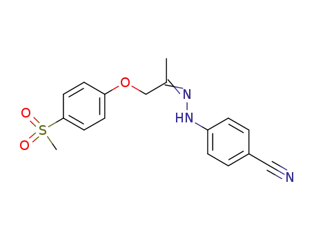 Molecular Structure of 847234-36-0 (Benzonitrile,
4-[[1-methyl-2-[4-(methylsulfonyl)phenoxy]ethylidene]hydrazino]-)