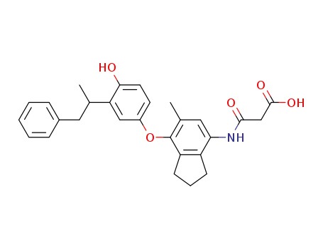 Molecular Structure of 575503-67-2 (Propanoic acid,
3-[[2,3-dihydro-7-[4-hydroxy-3-(1-methyl-2-phenylethyl)phenoxy]-6-meth
yl-1H-inden-4-yl]amino]-3-oxo-)