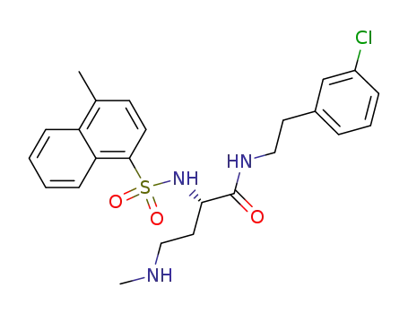 Molecular Structure of 849948-46-5 (Butanamide,
N-[2-(3-chlorophenyl)ethyl]-4-(methylamino)-2-[[(4-methyl-1-naphthalenyl
)sulfonyl]amino]-, (2S)-)