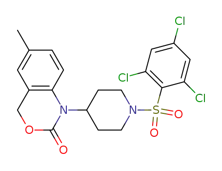 Molecular Structure of 844688-13-7 (Piperidine,
4-(6-methyl-2-oxo-2H-3,1-benzoxazin-1(4H)-yl)-1-[(2,4,6-trichlorophenyl
)sulfonyl]-)