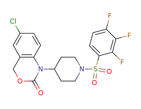 Molecular Structure of 844687-59-8 (Piperidine,
4-(6-chloro-2-oxo-2H-3,1-benzoxazin-1(4H)-yl)-1-[(2,3,4-trifluorophenyl)
sulfonyl]-)