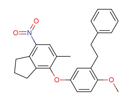 Molecular Structure of 575505-54-3 (1H-Indene,
2,3-dihydro-4-[4-methoxy-3-(2-phenylethyl)phenoxy]-5-methyl-7-nitro-)
