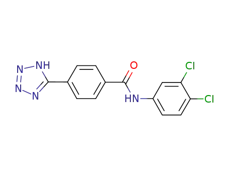 Molecular Structure of 651769-92-5 (Benzamide, N-(3,4-dichlorophenyl)-4-(1H-tetrazol-5-yl)-)