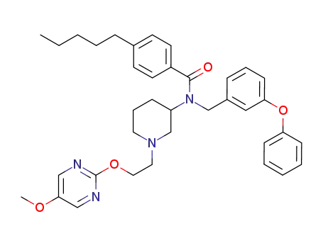 Molecular Structure of 651725-61-0 (Benzamide,
N-[1-[2-[(5-methoxy-2-pyrimidinyl)oxy]ethyl]-3-piperidinyl]-4-pentyl-N-[(3-
phenoxyphenyl)methyl]-)