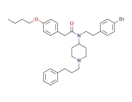 Molecular Structure of 651725-41-6 (Benzeneacetamide,
N-[2-(4-bromophenyl)ethyl]-4-butoxy-N-[1-(3-phenylpropyl)-4-piperidinyl]
-)
