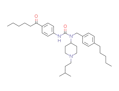 Molecular Structure of 651725-26-7 (Urea,
N-[1-(3-methylbutyl)-4-piperidinyl]-N'-[4-(1-oxohexyl)phenyl]-N-[(4-pentyl
phenyl)methyl]-)