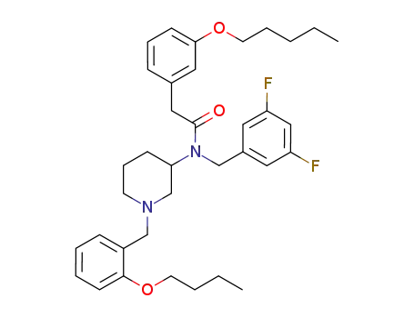 Molecular Structure of 651725-56-3 (Benzeneacetamide,
N-[1-[(2-butoxyphenyl)methyl]-3-piperidinyl]-N-[(3,5-difluorophenyl)meth
yl]-3-(pentyloxy)-)