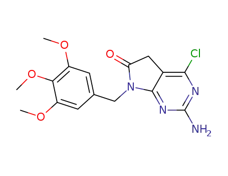 Molecular Structure of 848694-82-6 (6H-Pyrrolo[2,3-d]pyrimidin-6-one,
2-amino-4-chloro-5,7-dihydro-7-[(3,4,5-trimethoxyphenyl)methyl]-)
