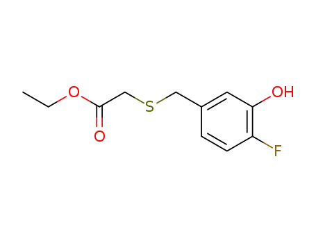 Molecular Structure of 672931-22-5 (Acetic acid, [[(4-fluoro-3-hydroxyphenyl)methyl]thio]-, ethyl ester)