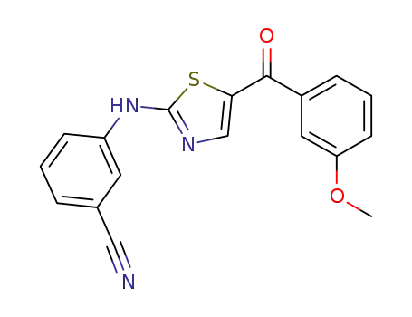Molecular Structure of 660856-37-1 (Benzonitrile, 3-[[5-(3-methoxybenzoyl)-2-thiazolyl]amino]-)
