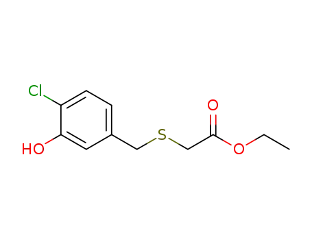 Molecular Structure of 672931-42-9 (Acetic acid, [[(4-chloro-3-hydroxyphenyl)methyl]thio]-, ethyl ester)
