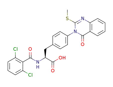 Molecular Structure of 401902-65-6 (L-Phenylalanine,
N-(2,6-dichlorobenzoyl)-4-[2-(methylthio)-4-oxo-3(4H)-quinazolinyl]-)