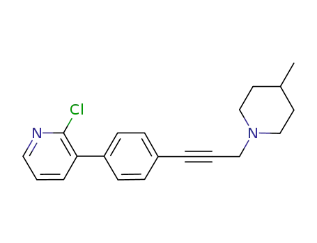 Molecular Structure of 500142-45-0 (Pyridine, 2-chloro-3-[4-[3-(4-methyl-1-piperidinyl)-1-propynyl]phenyl]-)