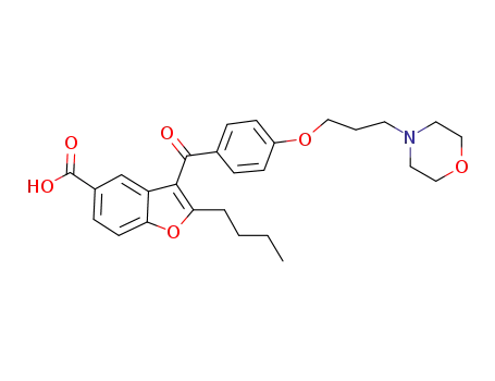 Molecular Structure of 401840-29-7 (5-Benzofurancarboxylic acid,
2-butyl-3-[4-[3-(4-morpholinyl)propoxy]benzoyl]-)