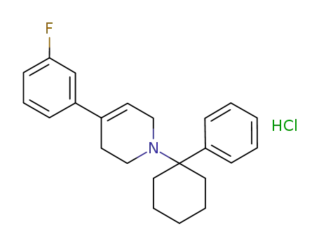 Molecular Structure of 403806-20-2 (Pyridine, 4-(3-fluorophenyl)-1,2,3,6-tetrahydro-1-(1-phenylcyclohexyl)-,
hydrochloride)