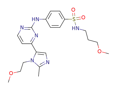 Molecular Structure of 403791-82-2 (Benzenesulfonamide,
4-[[4-[1-(2-methoxyethyl)-2-methyl-1H-imidazol-5-yl]-2-pyrimidinyl]amino
]-N-(3-methoxypropyl)-)