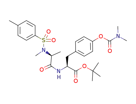 Molecular Structure of 220544-40-1 (L-Tyrosine, N-methyl-N-[(4-methylphenyl)sulfonyl]-L-alanyl-,
1,1-dimethylethyl ester, dimethylcarbamate (ester))