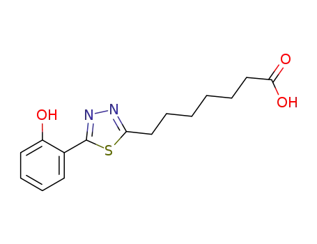 Molecular Structure of 847265-73-0 (1,3,4-Thiadiazole-2-heptanoic acid, 5-(2-hydroxyphenyl)-)