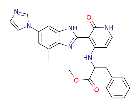 Molecular Structure of 468735-28-6 (Phenylalanine,
N-[1,2-dihydro-3-[6-(1H-imidazol-1-yl)-4-methyl-1H-benzimidazol-2-yl]-
2-oxo-4-pyridinyl]-, methyl ester)