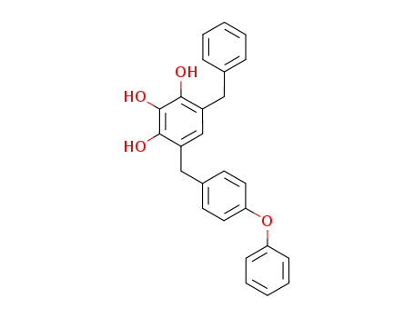 Molecular Structure of 877878-14-3 (1,2,3-Benzenetriol, 4-[(4-phenoxyphenyl)methyl]-6-(phenylmethyl)-)