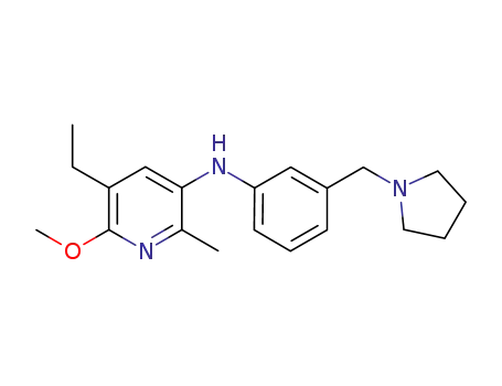 Molecular Structure of 883150-39-8 (3-Pyridinamine,
5-ethyl-6-methoxy-2-methyl-N-[3-(1-pyrrolidinylmethyl)phenyl]-)