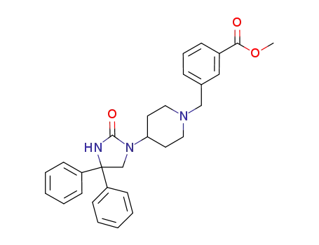 Molecular Structure of 895149-42-5 (Benzoic acid,
3-[[4-(2-oxo-4,4-diphenyl-1-imidazolidinyl)-1-piperidinyl]methyl]-, methyl
ester)