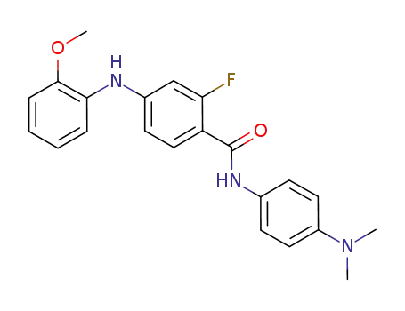 Molecular Structure of 600171-50-4 (Benzamide,
N-[4-(dimethylamino)phenyl]-2-fluoro-4-[(2-methoxyphenyl)amino]-)