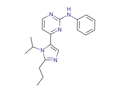 Molecular Structure of 600639-28-9 (2-Pyrimidinamine,
4-[1-(1-methylethyl)-2-propyl-1H-imidazol-5-yl]-N-phenyl-)