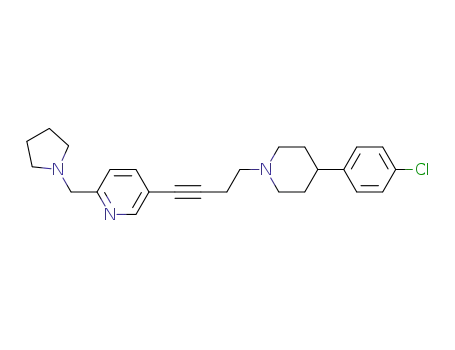 Molecular Structure of 742085-94-5 (Pyridine,
5-[4-[4-(4-chlorophenyl)-1-piperidinyl]-1-butynyl]-2-(1-pyrrolidinylmethyl)-)