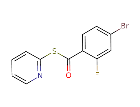 Molecular Structure of 625446-21-1 (4-Bromo-2-fluoro-thiobenzoic acid S-pyridin-2-yl ester)