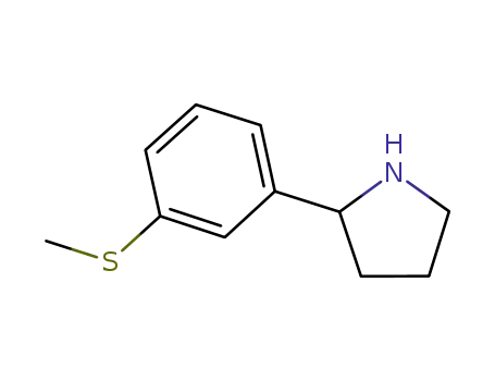 Molecular Structure of 899356-69-5 (2-(3-(METHYLTHIO)PHENYL)PYRROLIDINE)