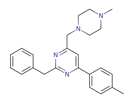 Molecular Structure of 924653-65-6 (Pyrimidine,
4-(4-methylphenyl)-6-[(4-methyl-1-piperazinyl)methyl]-2-(phenylmethyl)-)