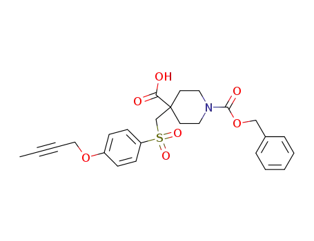 Molecular Structure of 287202-36-2 (1,4-Piperidinedicarboxylic acid,
4-[[[4-(2-butynyloxy)phenyl]sulfonyl]methyl]-, 1-(phenylmethyl) ester)